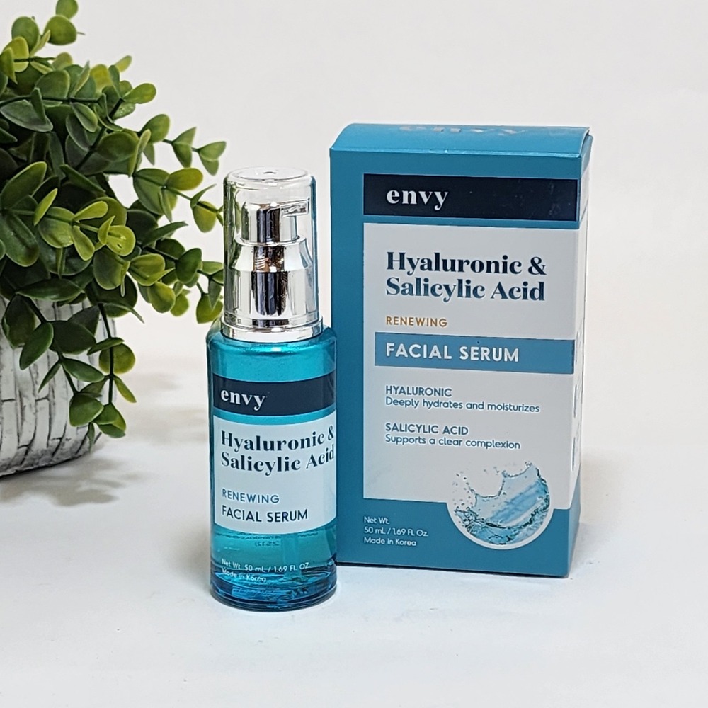 Envy Hyaluronic & Salicylic Acid Facial Serum Renewing Hydrating Clearing 1.69oz